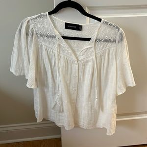 White mink pink linen top